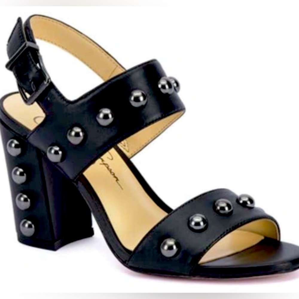 Jessica Simpson Madrie Leather Studded High-Heel Sandal